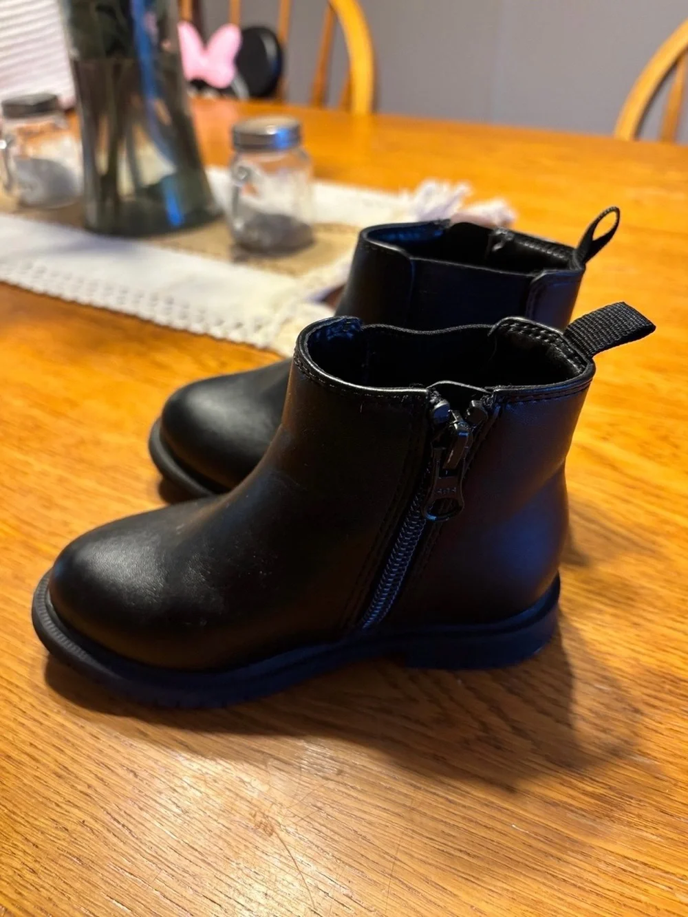 Cat & Jack Black Kids Chelsea Boots with Side Zip